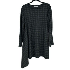 Bryn Walker Tunic Long Sleeve Top Size M  Black Houndstooth Lagenlook Lounge